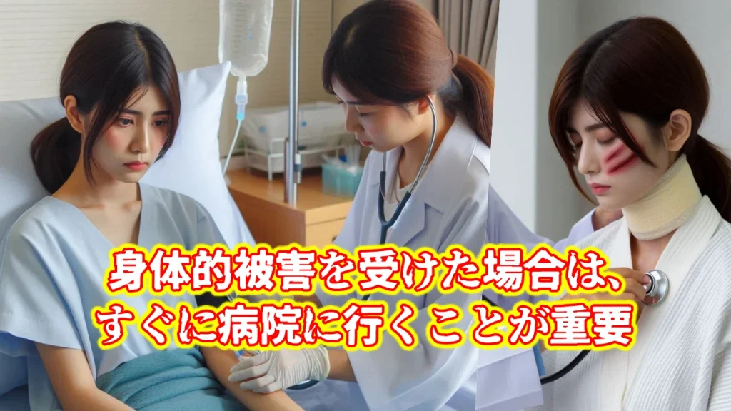 身体的被害を受けた場合は、すぐに病院に行くことが重要
