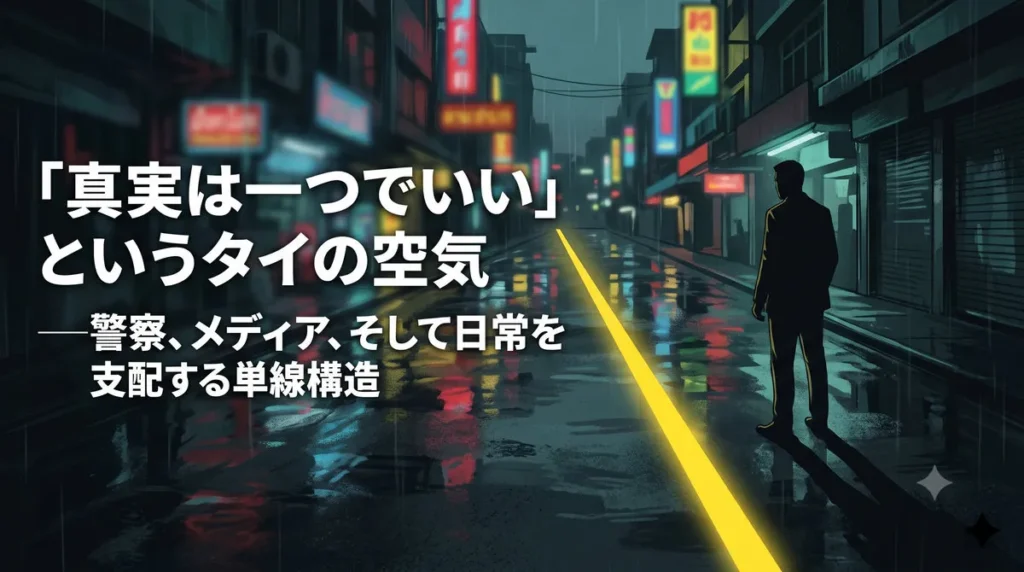 「真実は一つでいい」というタイの空気―警察、メディア、そして日常を支配する単線構造